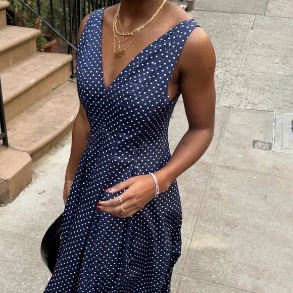 *SOLD*  Hill House Womens Jacqueline Cotton Satin Polka Dot Dress - Size S - Picture 6 of 11